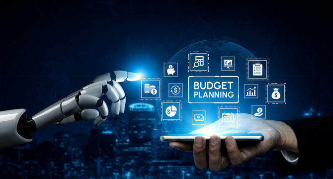 Futuristic Robot Hand Interacting with Smartphone and Budget Planning Interface in a Digital Financial World. Entropy.