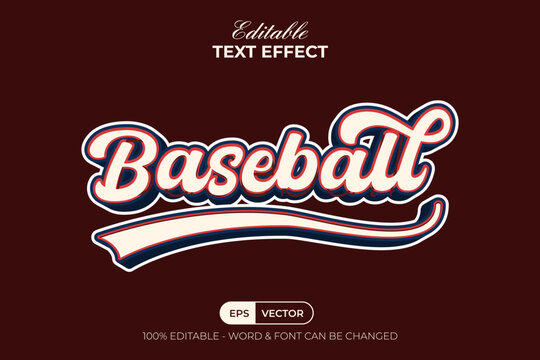 Baseball Text Effect American Style. Editable Text Effect.