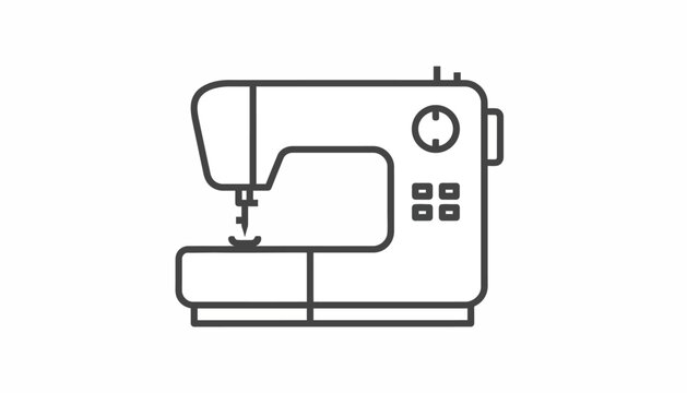 Sewing machine icon, sewing machine line art, sewing machine vector, black line sewing machine