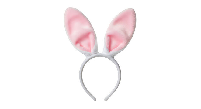 Cute soft plush bunny rabbit ears headband for easter isolated on transparent background