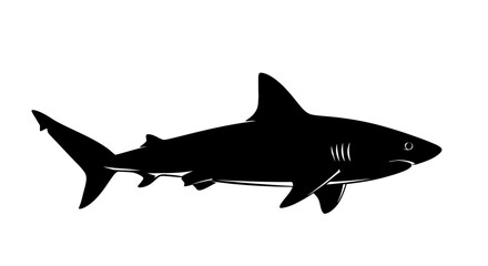 Fototapeta premium Black shark vector icon, silhouette illustration, ocean predator, aquatic animal