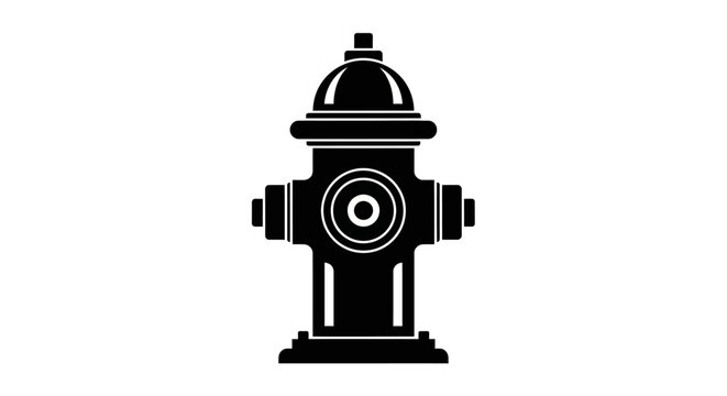 Fire hydrant, black icon, vector graphic, urban equipment, emergency symbol