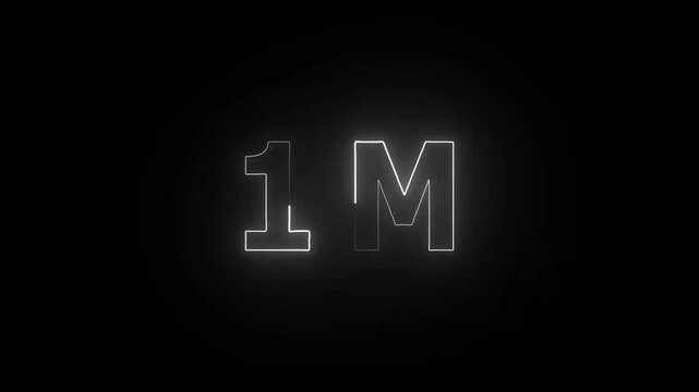 Colorful lights form luminous numeral 1m Fiery style 4k animation. rs_1508