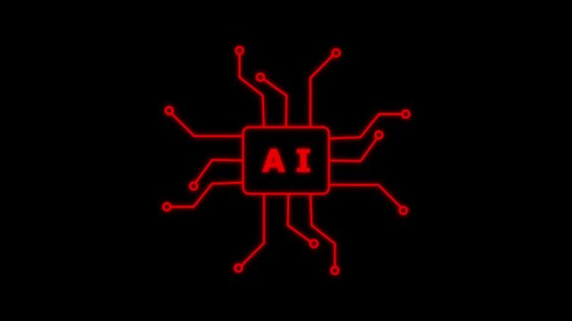 Computer processor digital AI logo with futuristic technology . Chat with AI or chip 3d artificial intelligence technology. Machine Learning, Neural Network, Digital Connections.