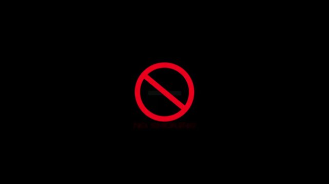 Animation of no smoking mark icon and the word &ldquo;NO SMOKING&rdquo;