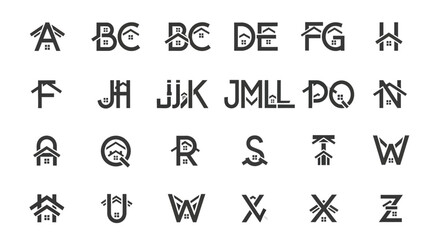 Alphabet Letters with House Icons - Real Estate, Property, Home Ownership, Building, Design © Wahyu