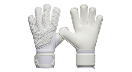 Fototapeta premium Pair of white professional soccer goalkeeper gloves isolated on transparent background