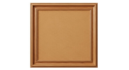 Fototapeta premium Empty square cork bulletin board with wooden frame isolated on transparent background