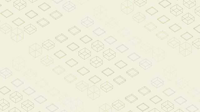 Wireframe cubes rise and recede in isometric perspective. Clean corporate presentation background for digital business and abstract technology concepts