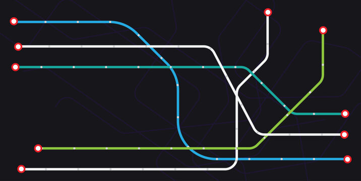 Metro Line or Subway colorful map design.