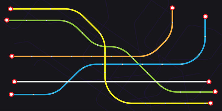 Metro Line or Subway colorful map design.