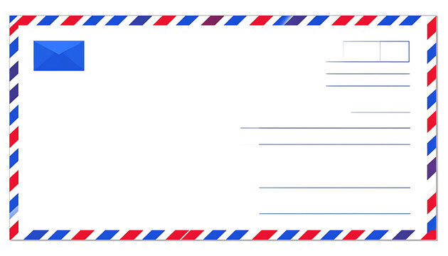 Airmail envelope with red and blue border pattern for international postal correspondence