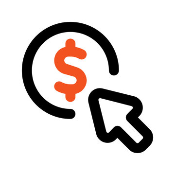 pay per click outline color icon
