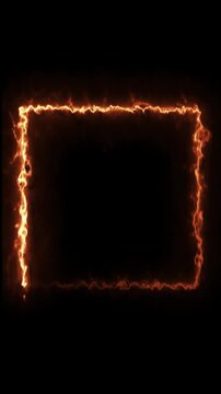 Fiery glowing square border frame with dynamic animation.