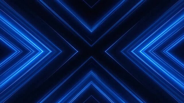Abstract blue neon light lines forming a geometric pattern