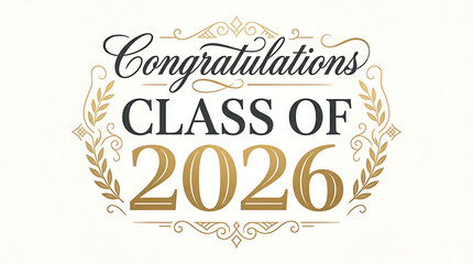 Naklejka premium Celebratory graphic design emphasizing graduation success and academic achievement for the class of 2026 with elegant decorative