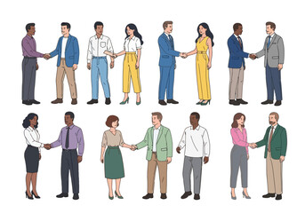 Obraz premium Diverse business people shaking hands collection