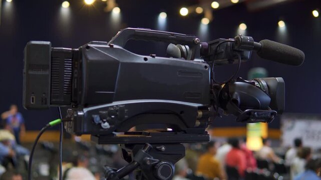 Professional broadcast video camera recording an event