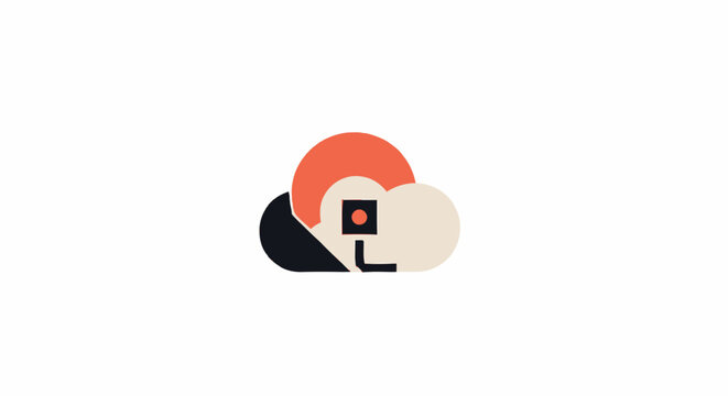 Abstract cloud security camera icon representing data monitoring and surveillance technology.