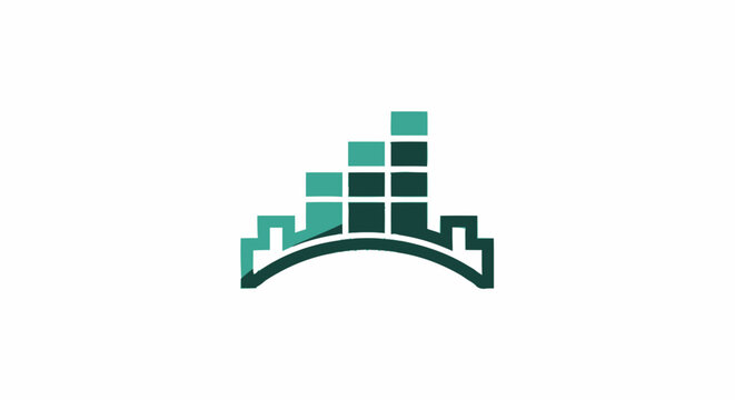 Abstract green financial growth bar chart logo icon representing business success and progress.