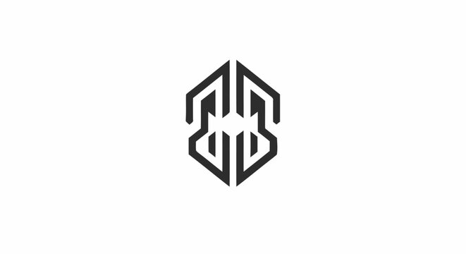 Abstract geometric monogram logo icon with symmetrical black lines on a white background.