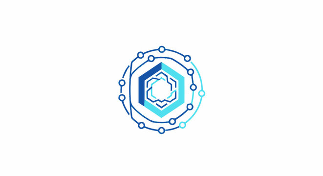 Abstract technology logo icon representing cloud computing artificial intelligence and digital network connection.