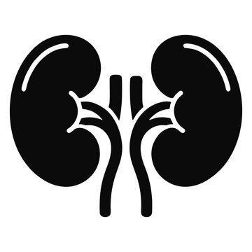 kidney icon, minimalist black and white vector