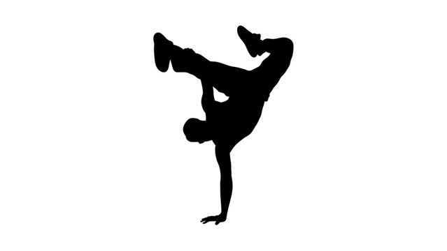 Breakdancer handstand silhouette urban street dance vector illustration
