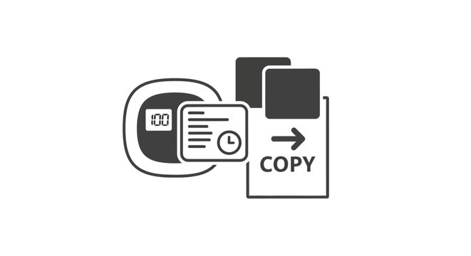 Document copy icon set showing ID verification and file duplication process