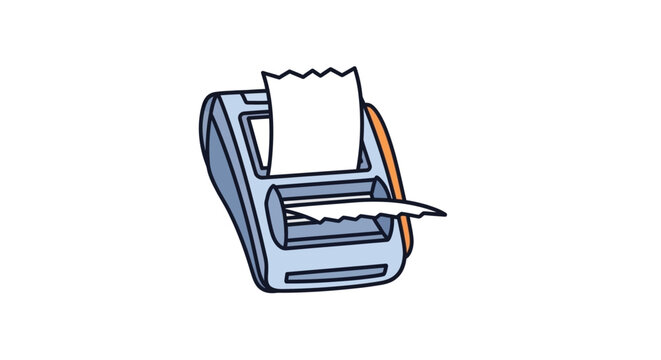 Handheld receipt printer with paper roll vector illustration