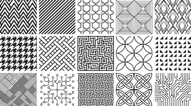 Geometric patterns, seamless designs, black and white textures, backgrounds