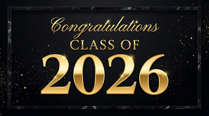 Fototapeta premium Celebratory message for graduating class of 2026 with a sleek modern design and festive accents highlighting academic achievement
