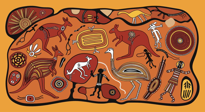 Aboriginal Dot Painting Vector Illustration