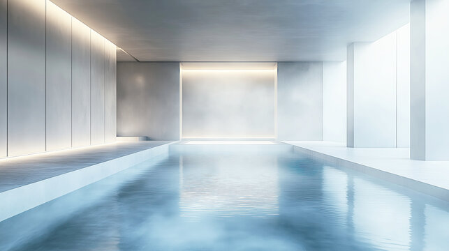 Minimalist Indoor Pool in Futuristic Spa Interior