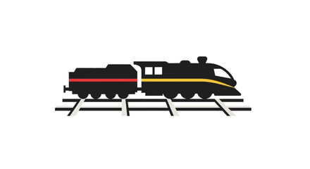 black_train_on_tracks_vector_graphic © Stock