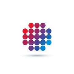 Fototapeta premium Abstract circular gradient of colorful dots creating a unique and modern design, perfect for technology and digital art concepts