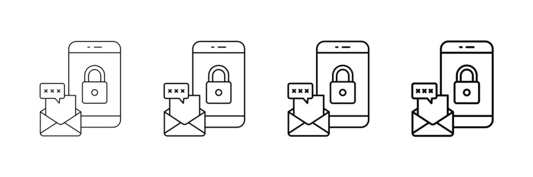 Authentication Code Icons Vector Set In Different Stroke Line Style