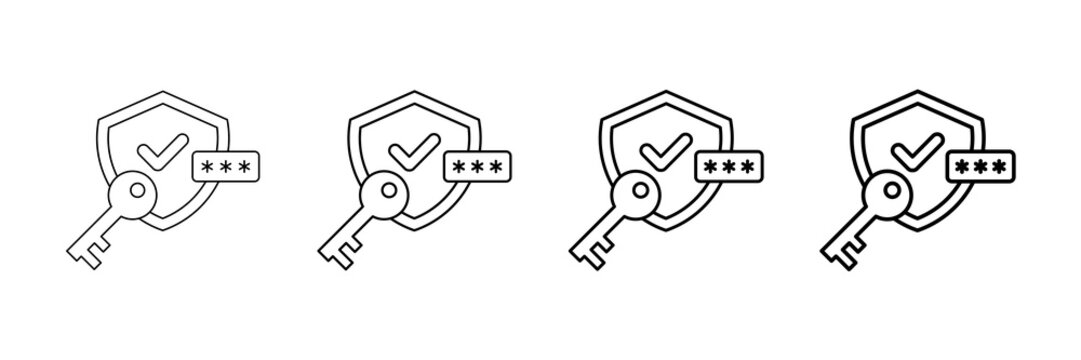 Security Token Icons Vector Set In Different Stroke Line Style