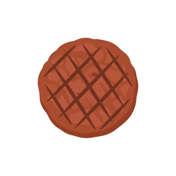Grilled beef burger patty with cross grill marks vector illustration isolated on white