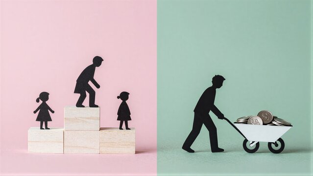 Parental support vs financial burden: a visual contrast in parenting challenges.