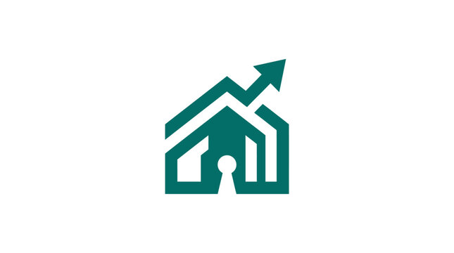 Green house with arrow graph.