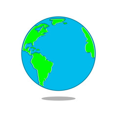 Obraz premium Earth Icon Vector - Planet Globe, World Map and Global Symbol Outline Illustration 