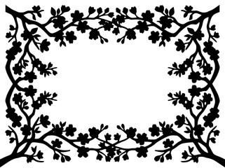 Fototapeta premium Black Floral Branch Border Silhouette Frame Design