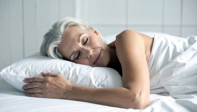 Senior woman sleeping peacefully in bed