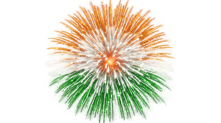 Obraz premium Fireworks in the colors of the indian flag isolated on transparent background
