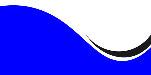 Obraz premium Modern minimalist blue wave graphic element with black curved accent isolated on white background. Clean abstract vector frame layout