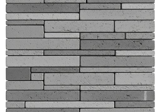 Old gray brick wall texture with weathered and aged pattern isolated on white background