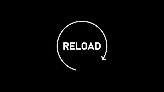 reload button with circular arrow icon in outlined style on black background .