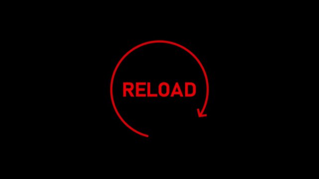 reload button with circular arrow icon in outlined style on black background .