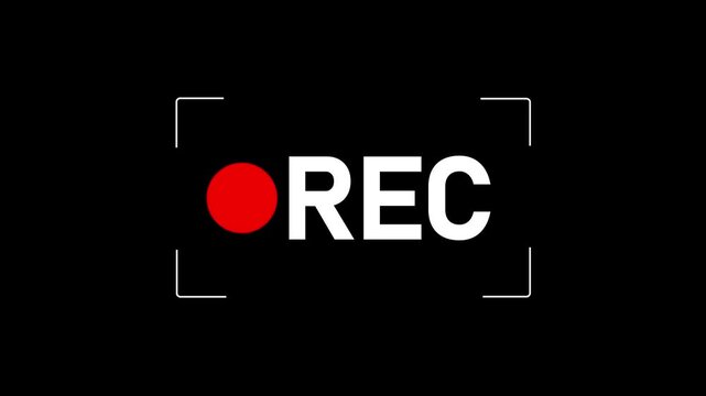 REC frame icon animation on transparent background. Recording icon button,Recording sign.